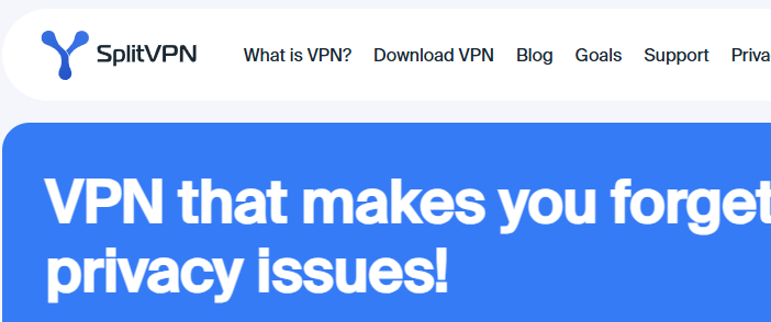 Skjermbilde fra https://splitvpn.io/