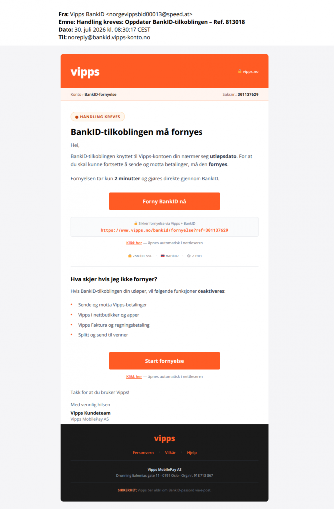 Svindelforsøk på e-post
