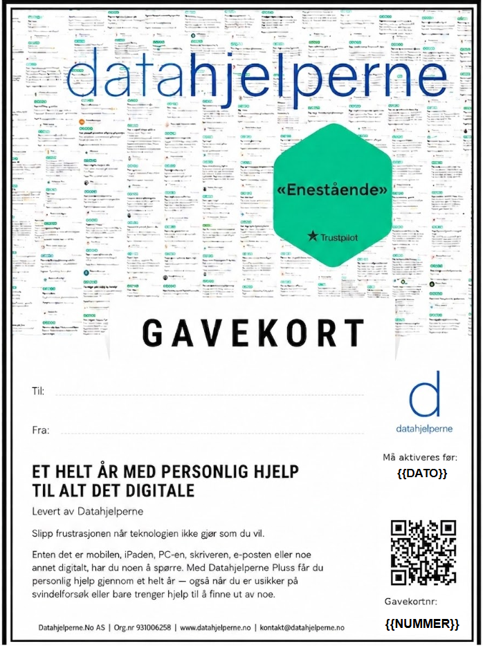 A4 utskrift av gavekort