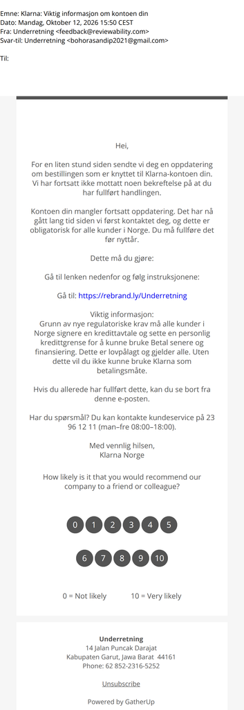 Bilde av svindelforsøk på e-post