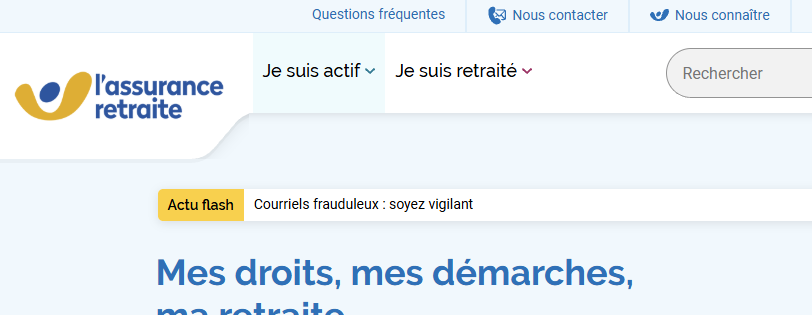 Skjermbilde fra https://www.lassuranceretraite.fr/portail-info/home.html
