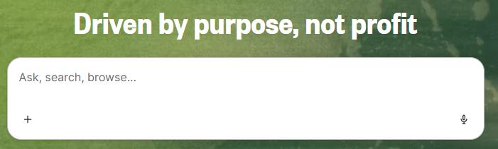 Slik ser søkefeltet på Ecosia.org ut. (Skjermbilde fra https://www.ecosia.org/.)